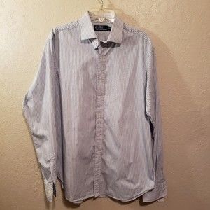 POLO Ralph Lauren Men's NWOT White Blue Stripe Dress Shirt Sz 16.5x 36/37